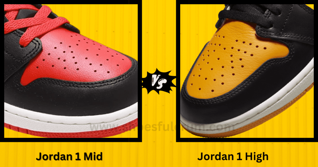 Materials of Jordan 1 Mid vs Jordan 1 High
